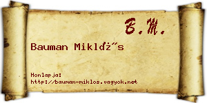 Bauman Miklós névjegykártya